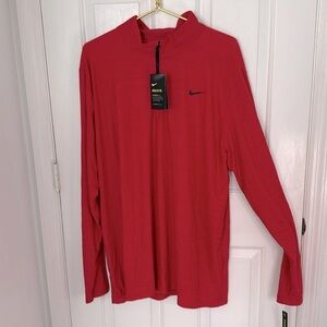 New Nike Red Long Sleeve Dri-Fit Performance Shirt,1/4 Zip Up Breathable Fabric